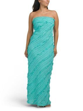 ENDLESS ROSE Strapless Ruffled Maxi Dress